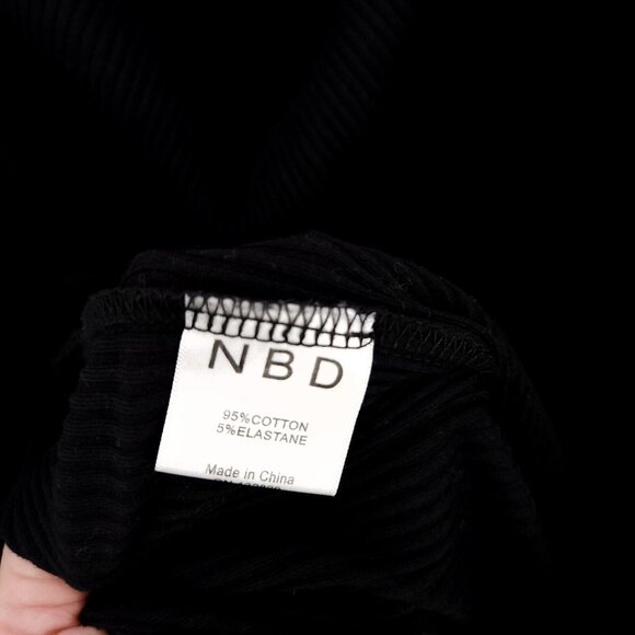 NBD Revolve Eden Jumpsuit Shoulder Tie Straps Ribbed Black Small Crop Straight - Picture 12 of 13